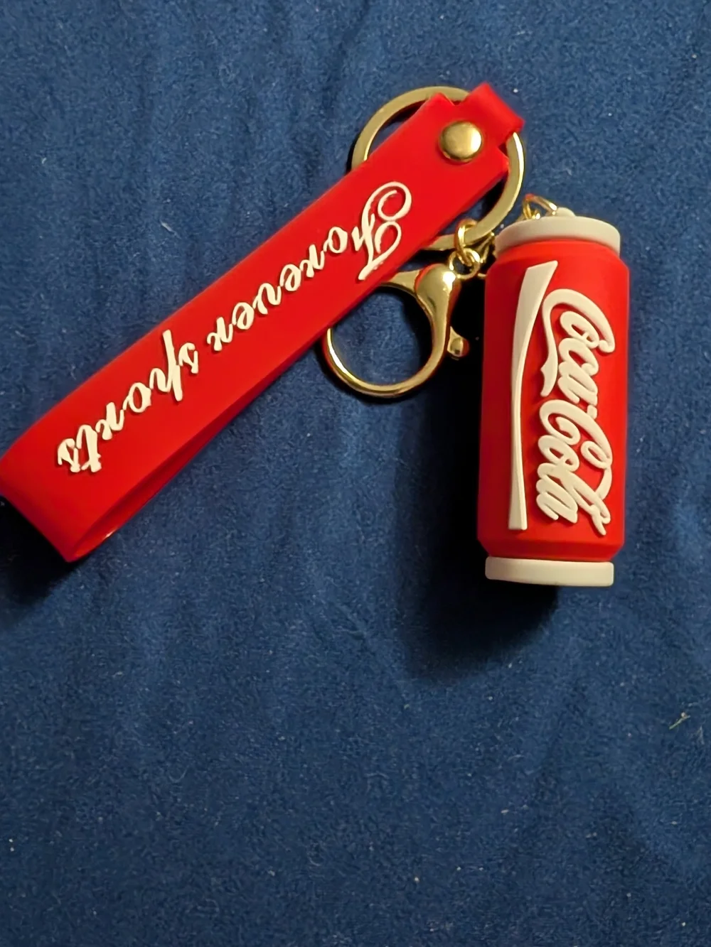 Coca Cola Red Silicone Can Charm Keyring with Wrist Strap